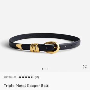NWOT Madewell Triple Metal Keeper Belt in True Black